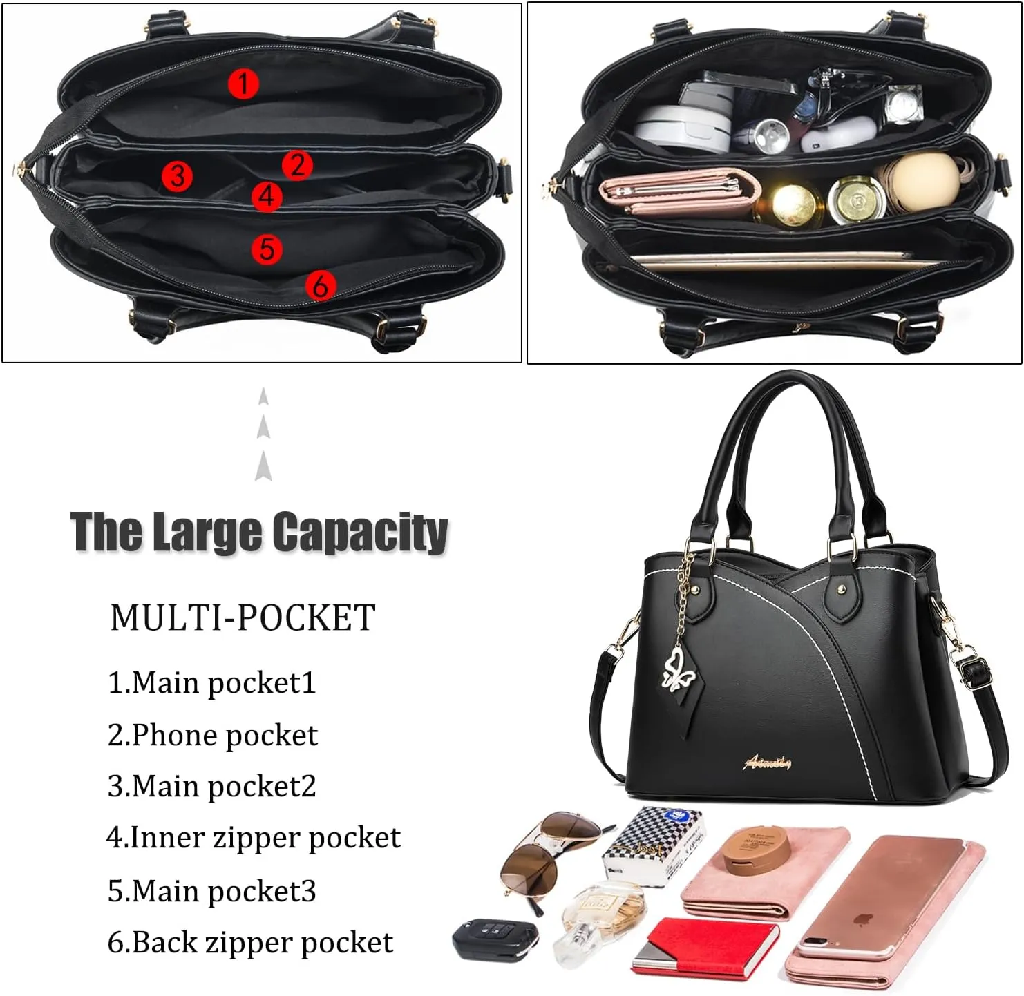 Purses and Handbags for Women Tote PU Leather Ladies Satchel Top Handle Crossbody Shoulder Bag