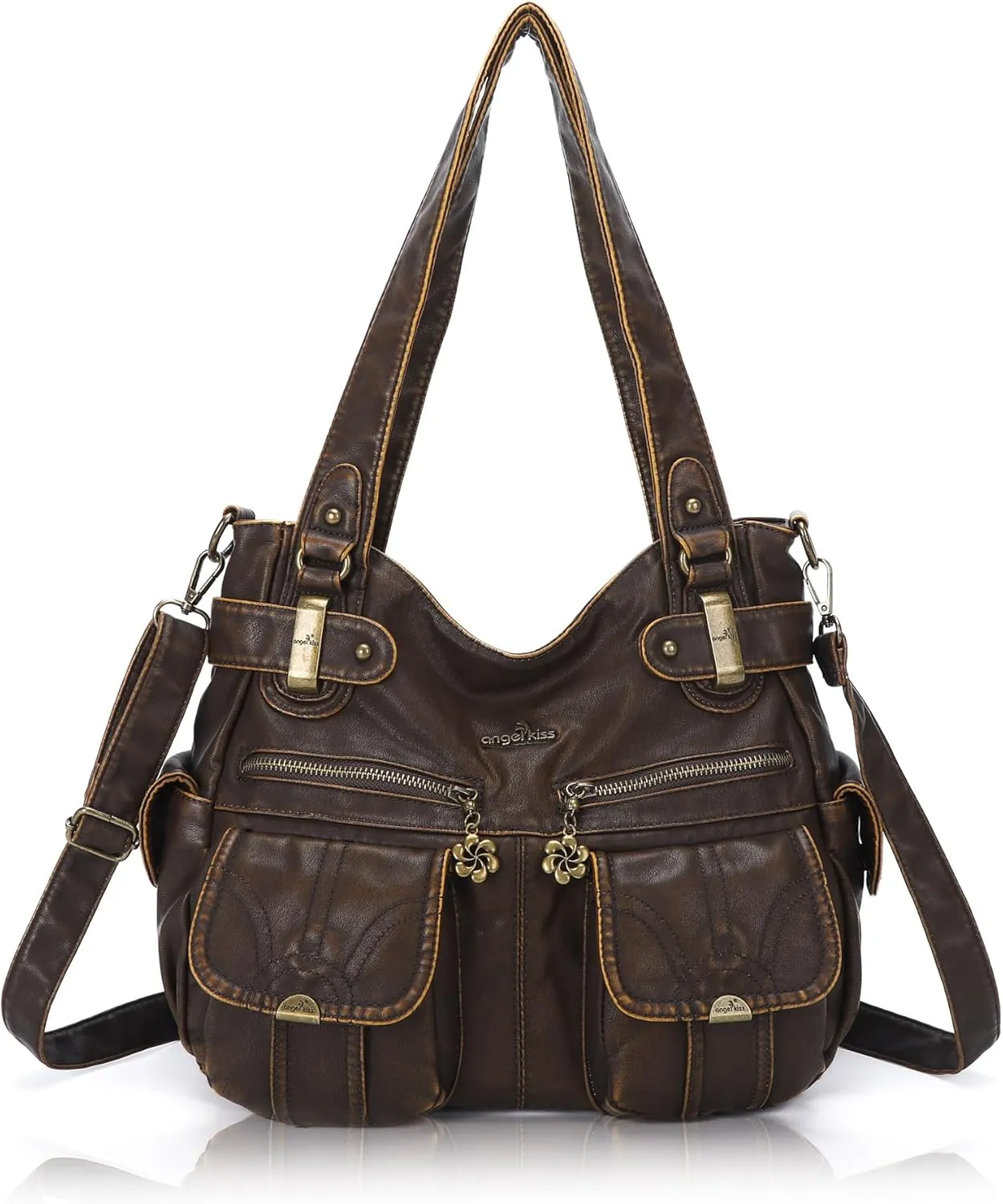 Purses and Handbags Women Tote Shoulder Top Handle Satchel Hobo Bags Fashion Washed Leather Purse