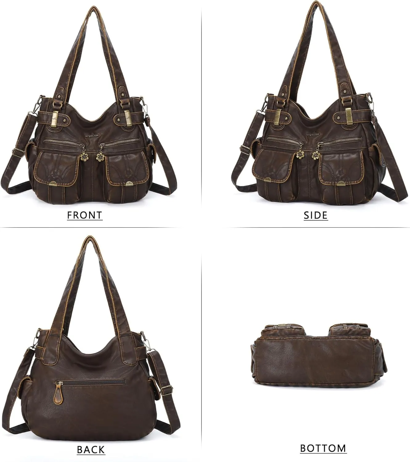 Purses and Handbags Women Tote Shoulder Top Handle Satchel Hobo Bags Fashion Washed Leather Purse