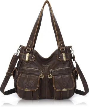 Purses and Handbags Women Tote Shoulder Top Handle Satchel Hobo Bags Fashion Washed Leather Purse