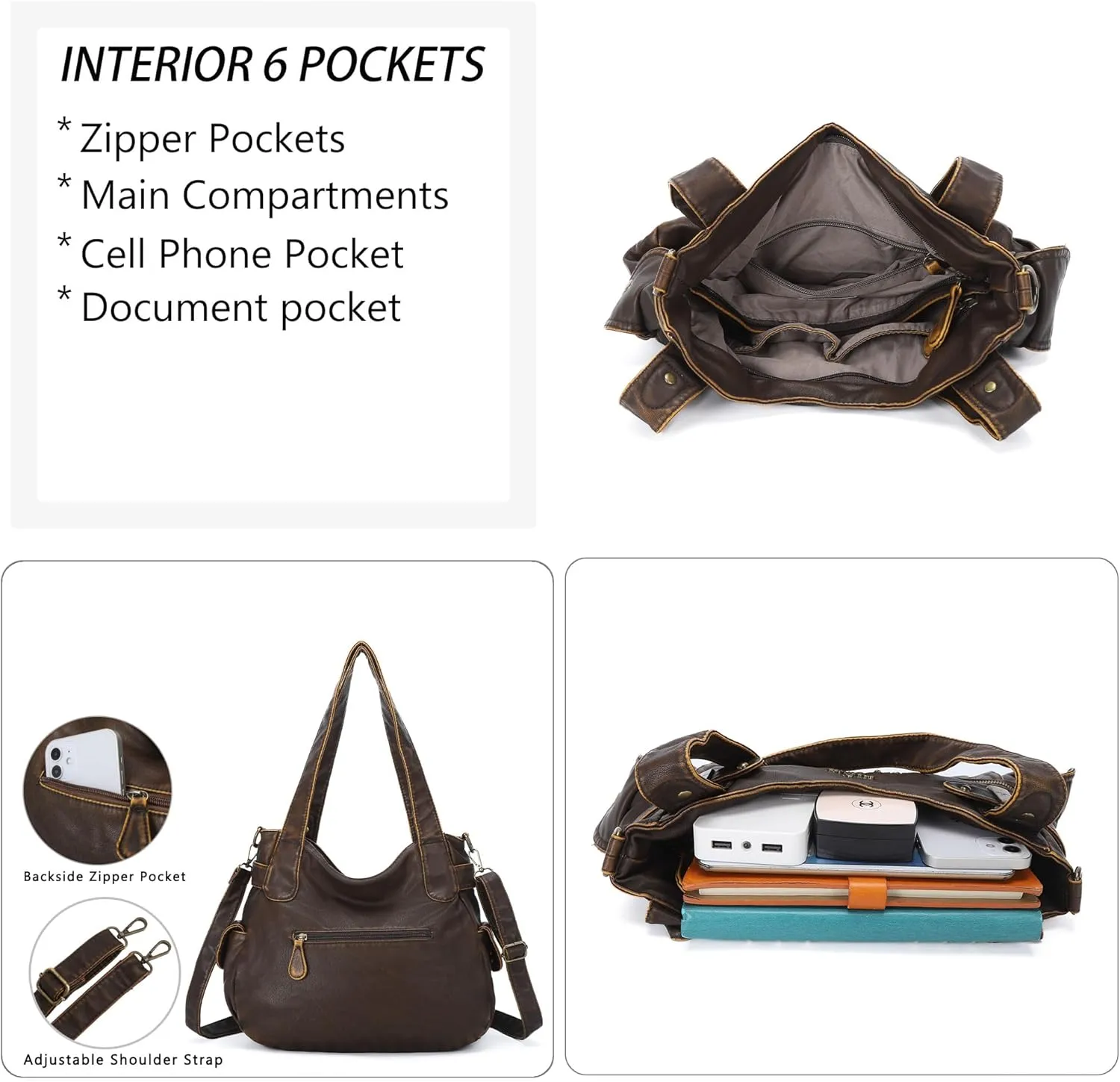 Purses and Handbags Women Tote Shoulder Top Handle Satchel Hobo Bags Fashion Washed Leather Purse