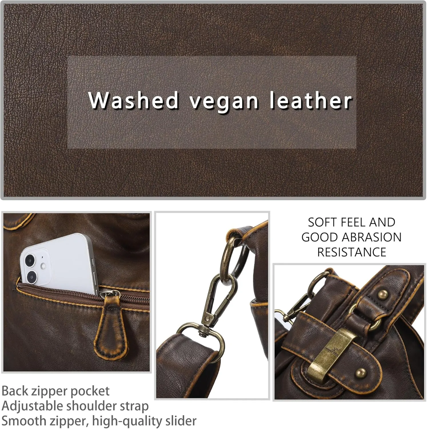 Purses and Handbags Women Tote Shoulder Top Handle Satchel Hobo Bags Fashion Washed Leather Purse