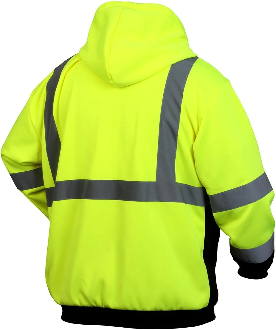 Pyramex RSZH32 Series Sweatshirts Hi Vis Lime Zipper Sweatshirt with Black Bottom