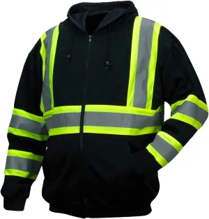 Pyramex Safety RSZH34 Series Enhanced Visibility Black Sweatshirt ANSI Type 0 Class 1 With Reflective Contrasting Tape Size M