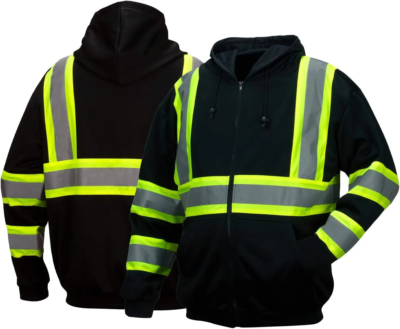Pyramex Safety RSZH34 Series Enhanced Visibility Black Sweatshirt ANSI Type 0 Class 1 With Reflective Contrasting Tape Size M