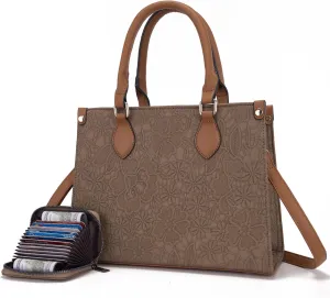 Qiyuer Medium Handbags For Women Vegan Leather Purses Set Satchel Tote Bags With Matching Wallet 2pcs