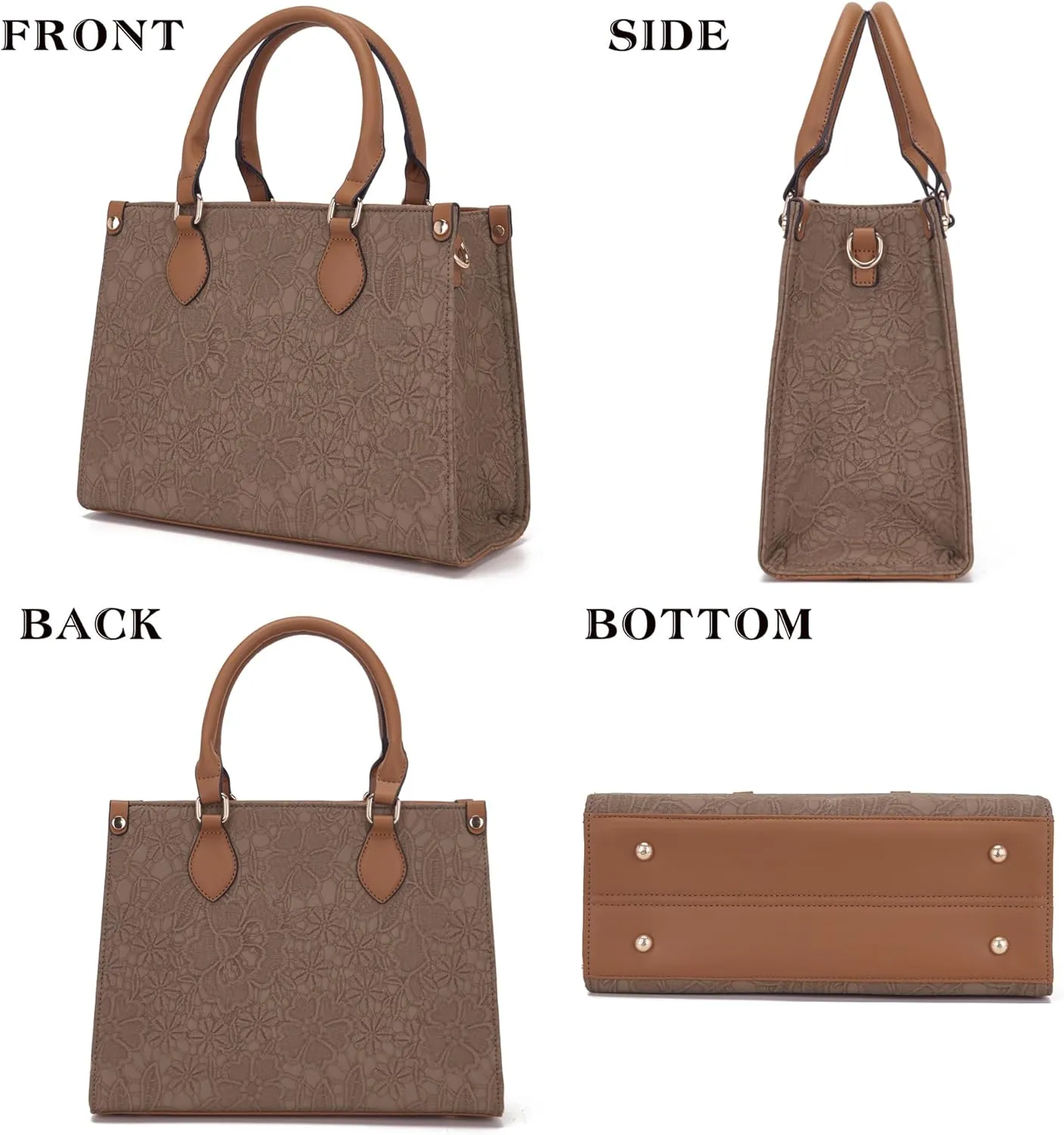 Qiyuer Medium Handbags For Women Vegan Leather Purses Set Satchel Tote Bags With Matching Wallet 2pcs