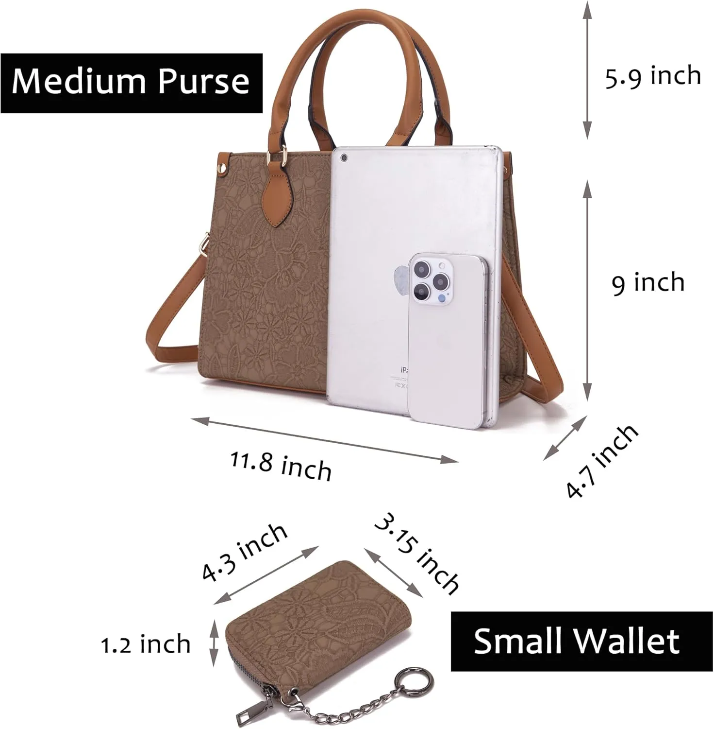 Qiyuer Medium Handbags For Women Vegan Leather Purses Set Satchel Tote Bags With Matching Wallet 2pcs