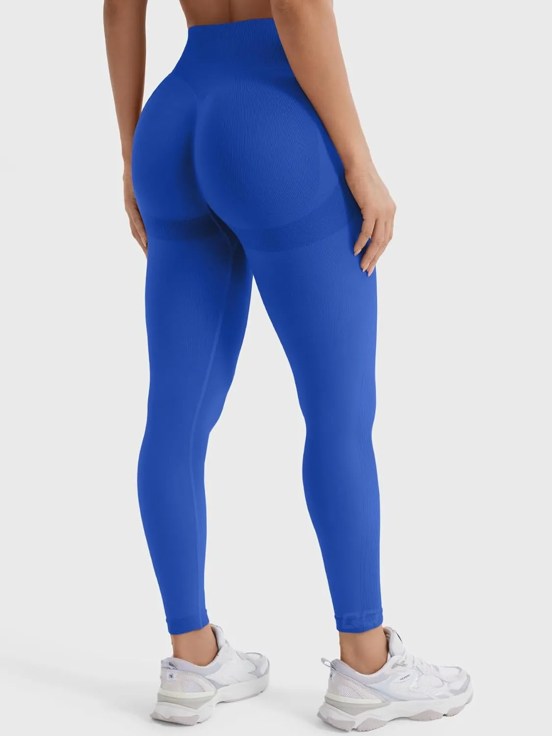 QOQ Womens High Waisted Seamless Workout Leggings Butt Lifting Gym Yoga Pants Booty Scrunch Vital Tummy Control Ruched Tights