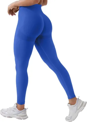 QOQ Womens High Waisted Seamless Workout Leggings Butt Lifting Gym Yoga Pants Booty Scrunch Vital Tummy Control Ruched Tights
