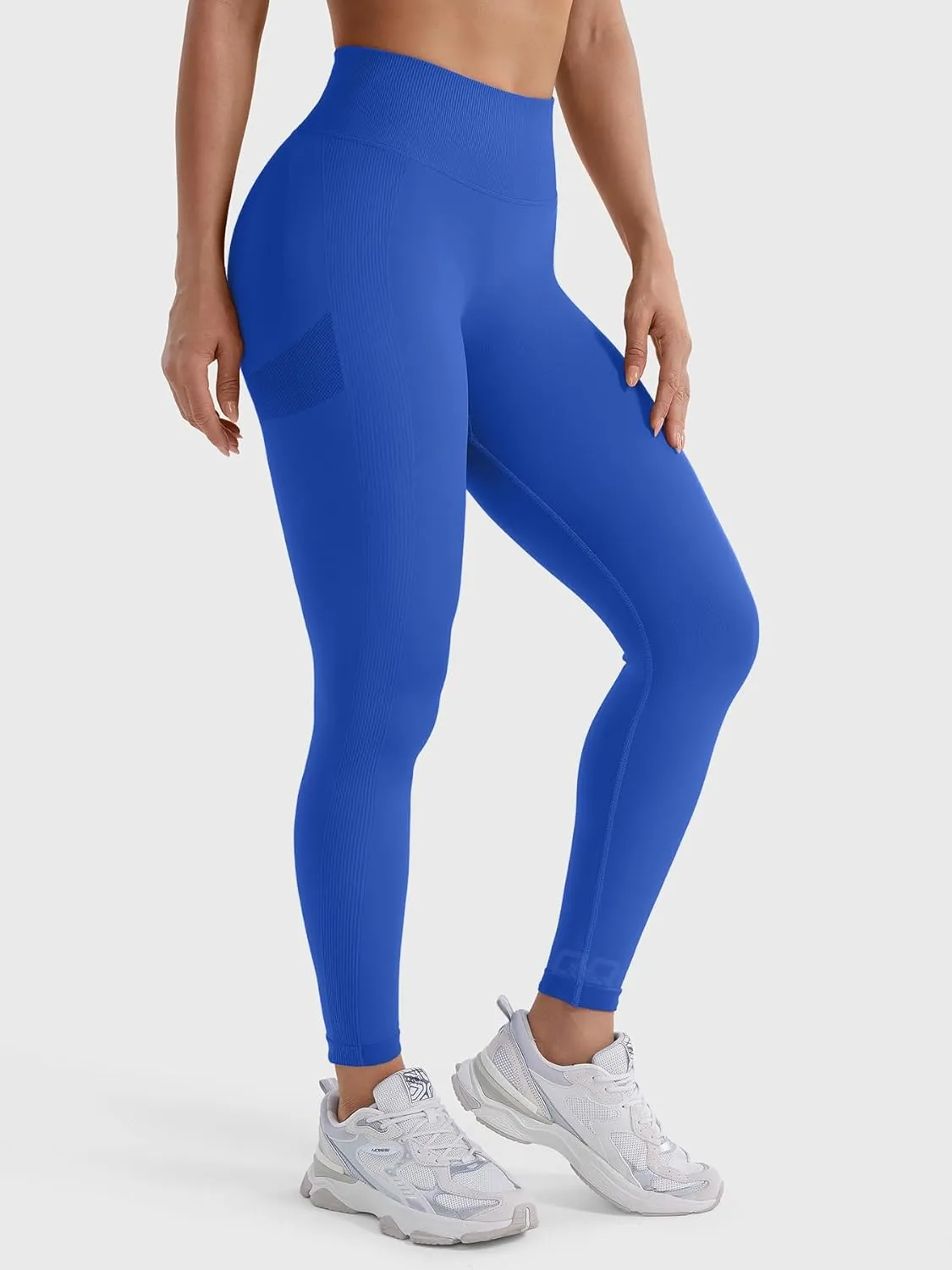QOQ Womens High Waisted Seamless Workout Leggings Butt Lifting Gym Yoga Pants Booty Scrunch Vital Tummy Control Ruched Tights