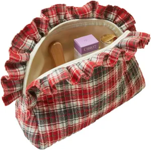 Quilted Cosmetic Bag for Women Travel Toiletry Bags Scottish Buffalo Plaid Makeup Bag Puffy Pouch