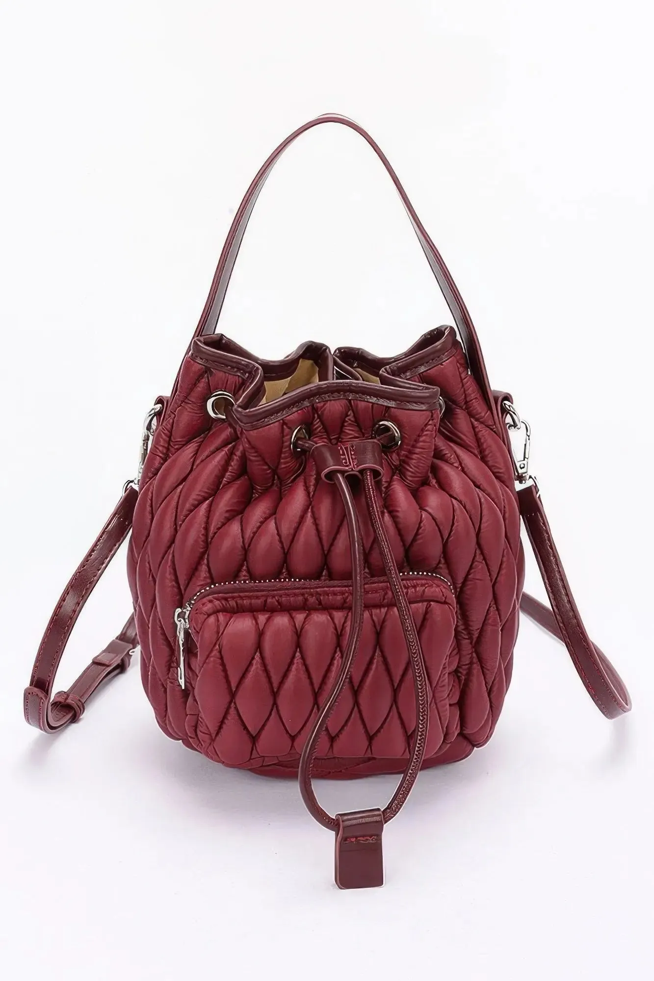 Quilted Faux Leather Bucket Bag