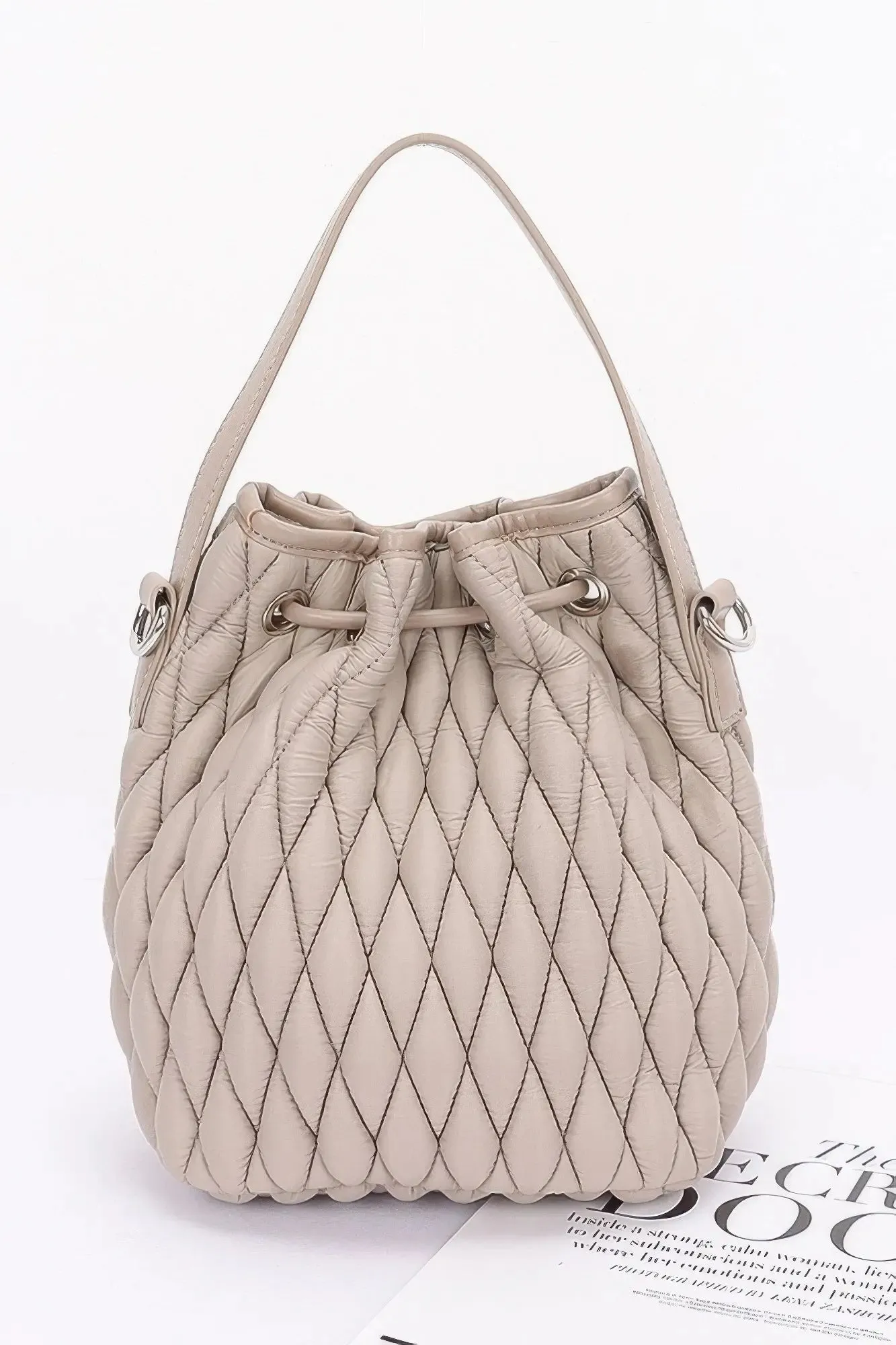Quilted Faux Leather Bucket Bag