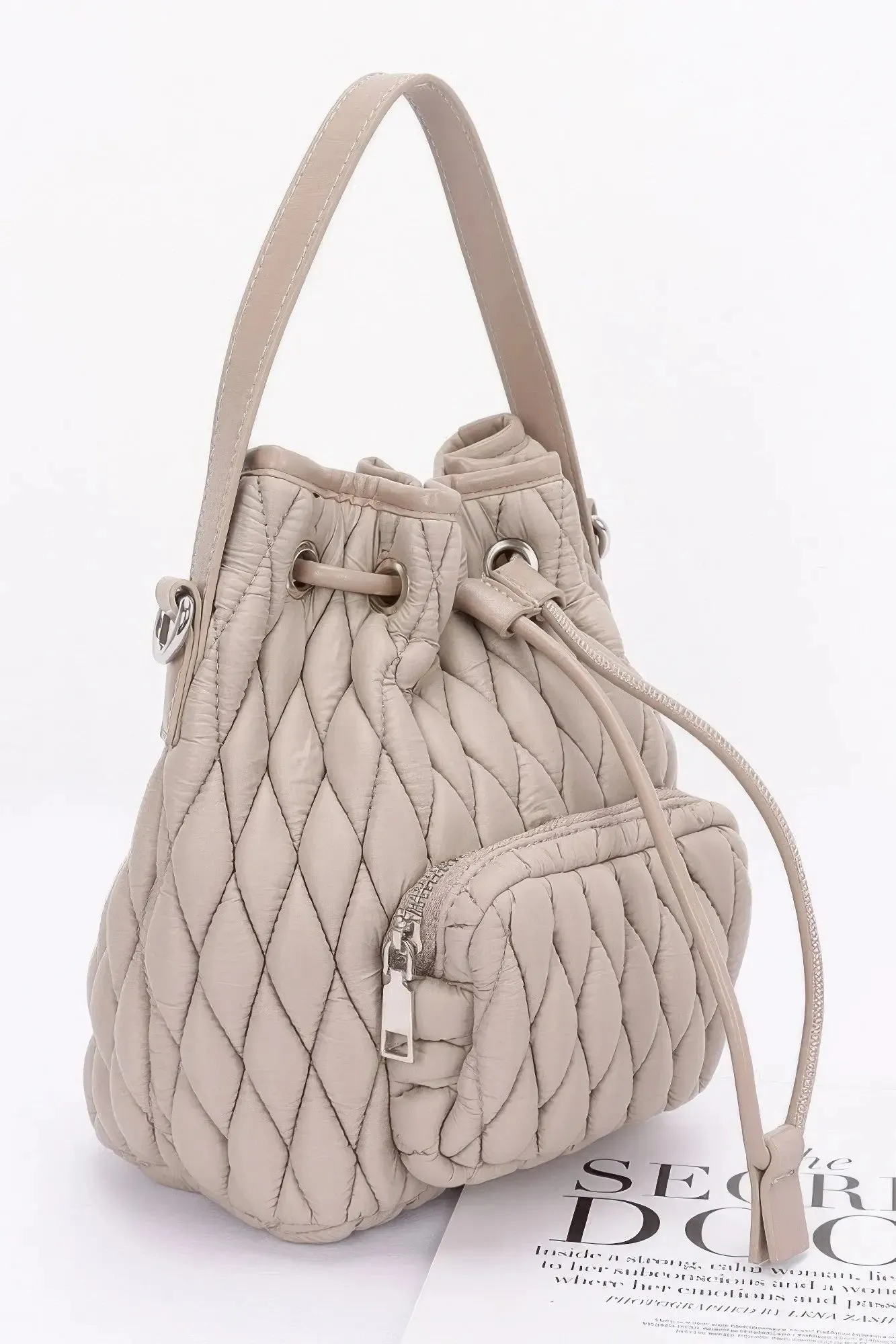 Quilted Faux Leather Bucket Bag