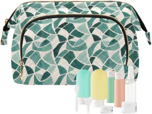Quilted Makeup Bag for Travel with Padded Rectangular Design Spacious Capacity