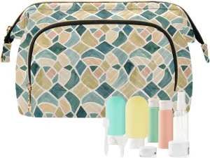 Quilted Makeup Bag for Travel with Padded Rectangular Design Spacious Capacity