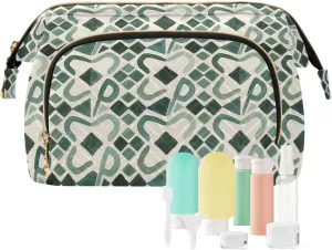 Quilted Makeup Bag for Travel with Padded Rectangular Design Spacious Capacity