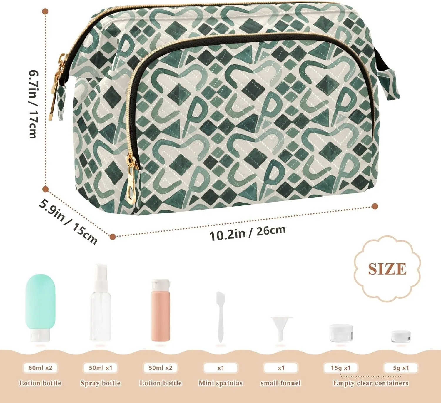 Quilted Makeup Bag for Travel with Padded Rectangular Design Spacious Capacity