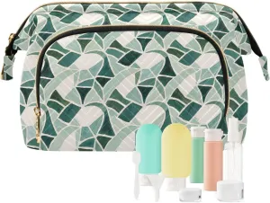 Quilted Makeup Bag for Travel with Padded Rectangular Design Spacious Capacity