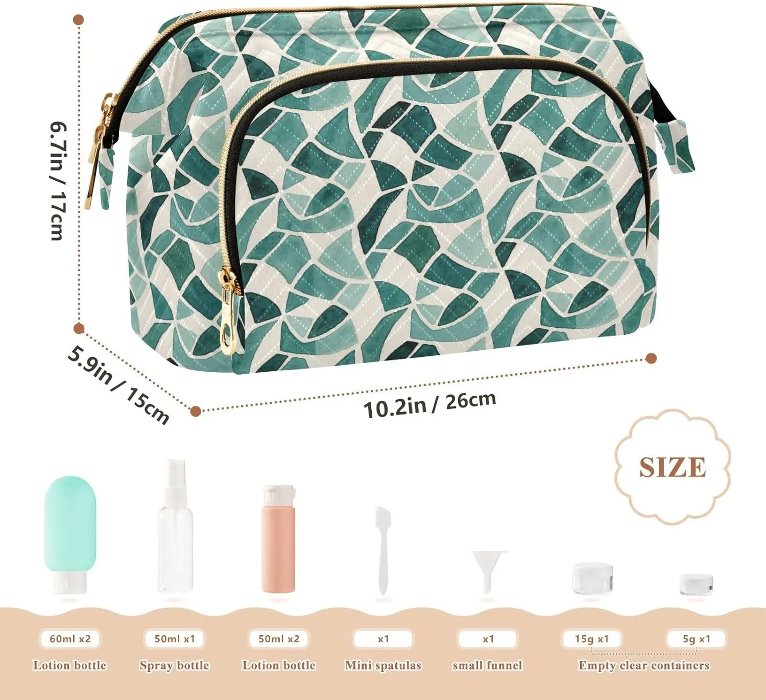 Quilted Makeup Bag for Travel with Padded Rectangular Design Spacious Capacity