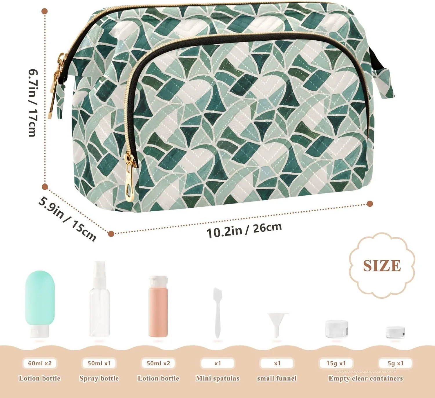 Quilted Makeup Bag for Travel with Padded Rectangular Design Spacious Capacity