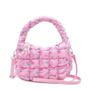 Quilted Scrunchies Floral Printed Mini Hobo Crossbody Bag