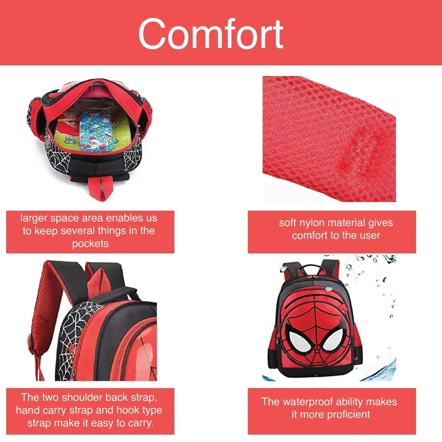 RABEEY 3-6 Year kids bags School Bags For Boys, Girls Spiderman Waterproof Backpacks Child Spiderman Book bag Kids Shoulder Bag Satchel Knapsack