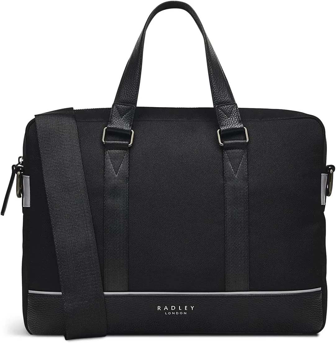 RADLEY London Deans Street Men's Medium Leather Ziptop Satchel Bag, Black