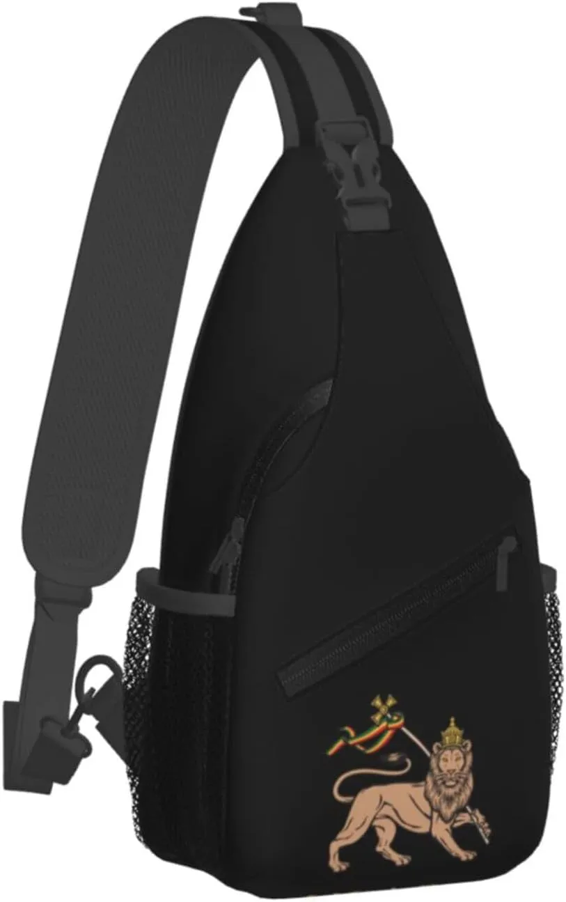 Rasta Lion Of Judah Sling Backpack Shoulder Chest Bag For Men Women Hiking Travel Crossbody Daypack