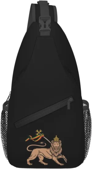 Rasta Lion Of Judah Sling Backpack Shoulder Chest Bag For Men Women Hiking Travel Crossbody Daypack
