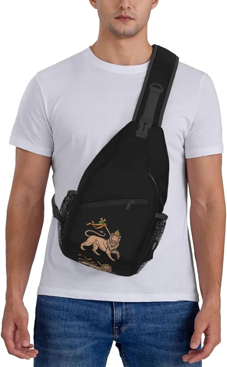 Rasta Lion Of Judah Sling Backpack Shoulder Chest Bag For Men Women Hiking Travel Crossbody Daypack