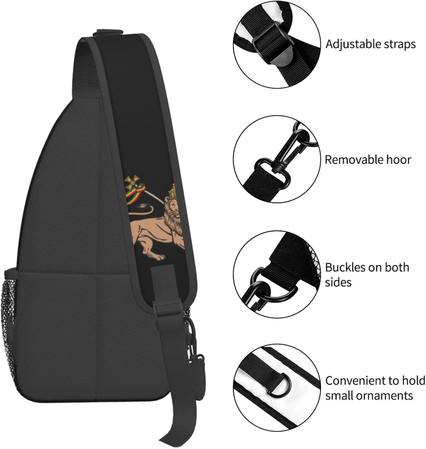 Rasta Lion Of Judah Sling Backpack Shoulder Chest Bag For Men Women Hiking Travel Crossbody Daypack