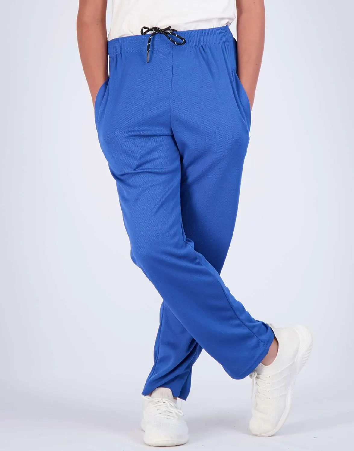 Real Essentials 3 Pack: Boys' Mesh Open Bottom Active Sweatpants with Pockets & Drawstring