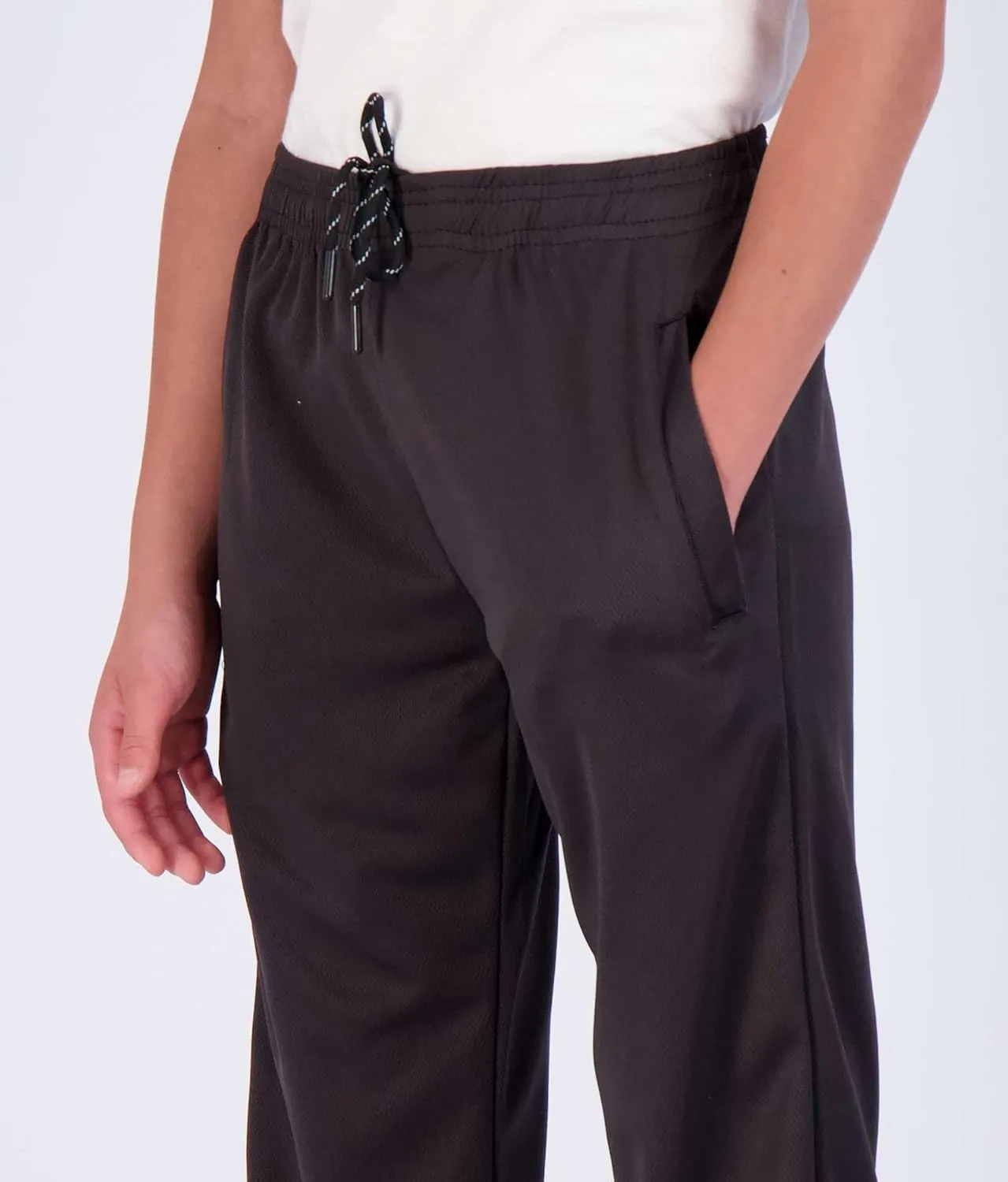 Real Essentials 3 Pack: Boys' Mesh Open Bottom Active Sweatpants with Pockets & Drawstring