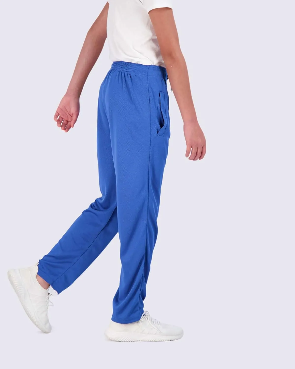 Real Essentials 3 Pack: Boys' Mesh Open Bottom Active Sweatpants with Pockets & Drawstring