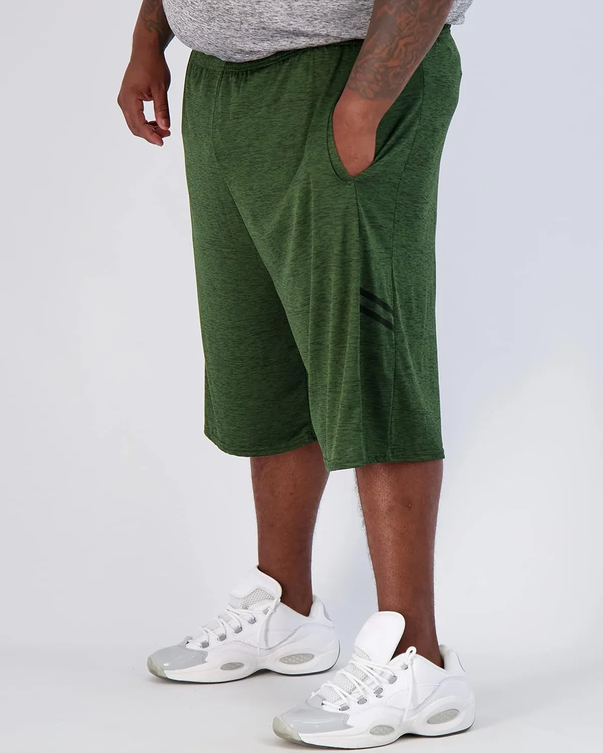 Real Essentials Men's Big & Tall 3-Pack Dry Fit & Mesh Active Athletic Perfomance Shorts (3X-5X)