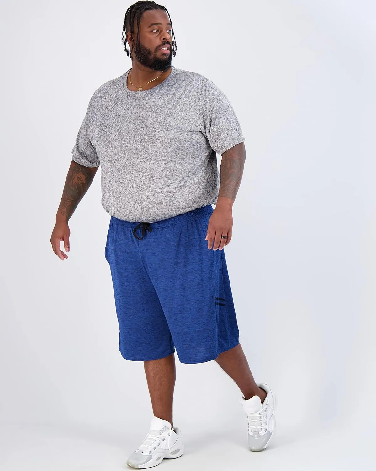 Real Essentials Men's Big & Tall 3-Pack Dry Fit & Mesh Active Athletic Perfomance Shorts (3X-5X)
