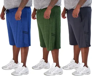Real Essentials Men's Big & Tall 3-Pack Dry Fit & Mesh Active Athletic Perfomance Shorts (3X-5X)