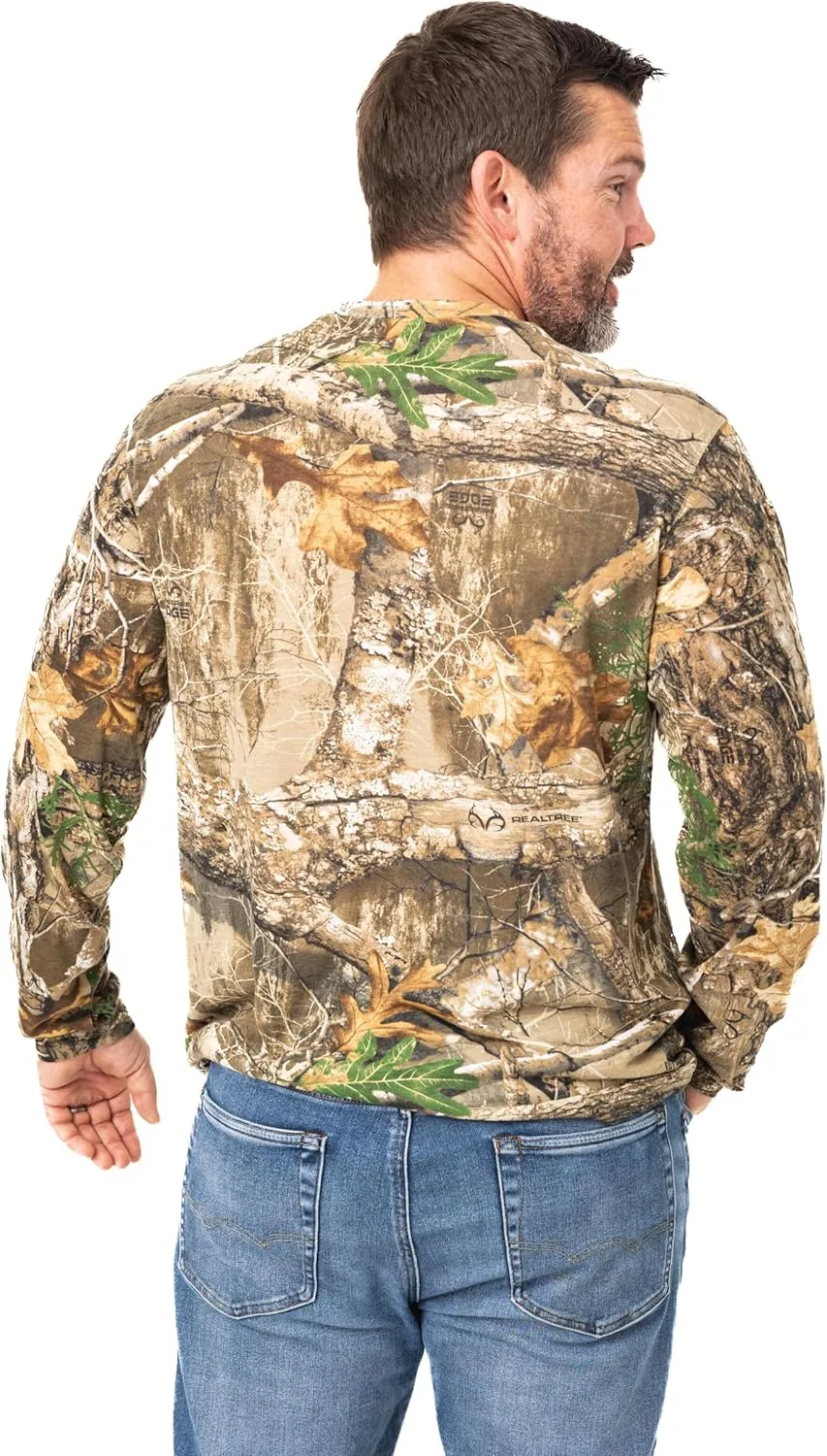 Realtree Men's Camo Shirt Long Sleeve Lightweight for Hunting, Fishing, Running, Hiking, or Camping