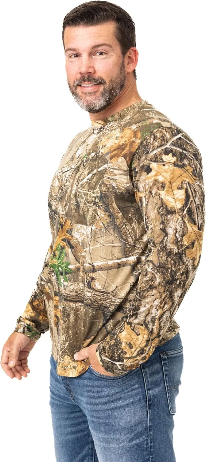 Realtree Men's Camo Shirt Long Sleeve Lightweight for Hunting, Fishing, Running, Hiking, or Camping