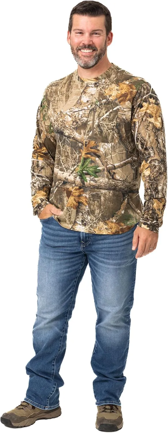 Realtree Men's Camo Shirt Long Sleeve Lightweight for Hunting, Fishing, Running, Hiking, or Camping