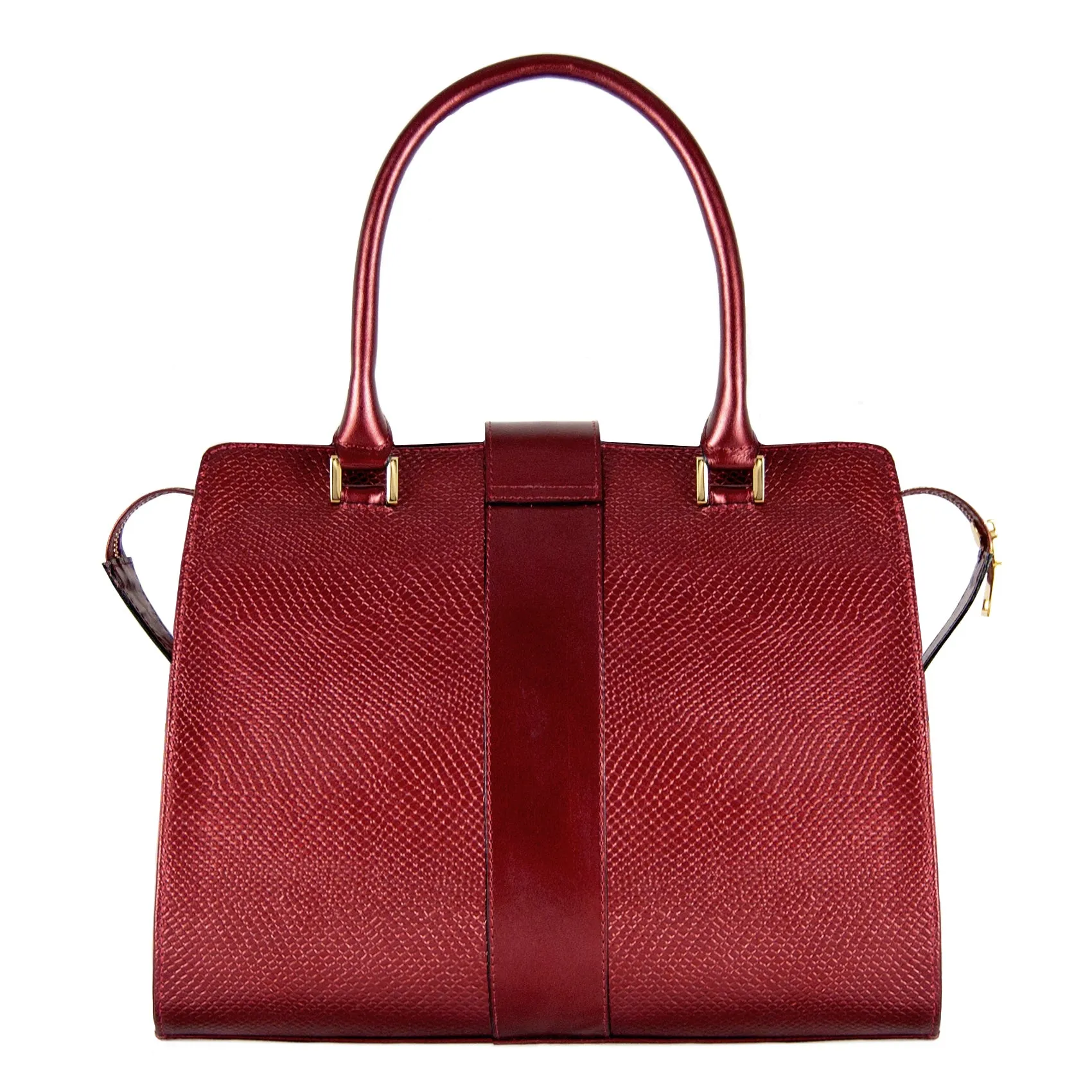 Rebekah Metallic Snake-Embossed Leather Satchel