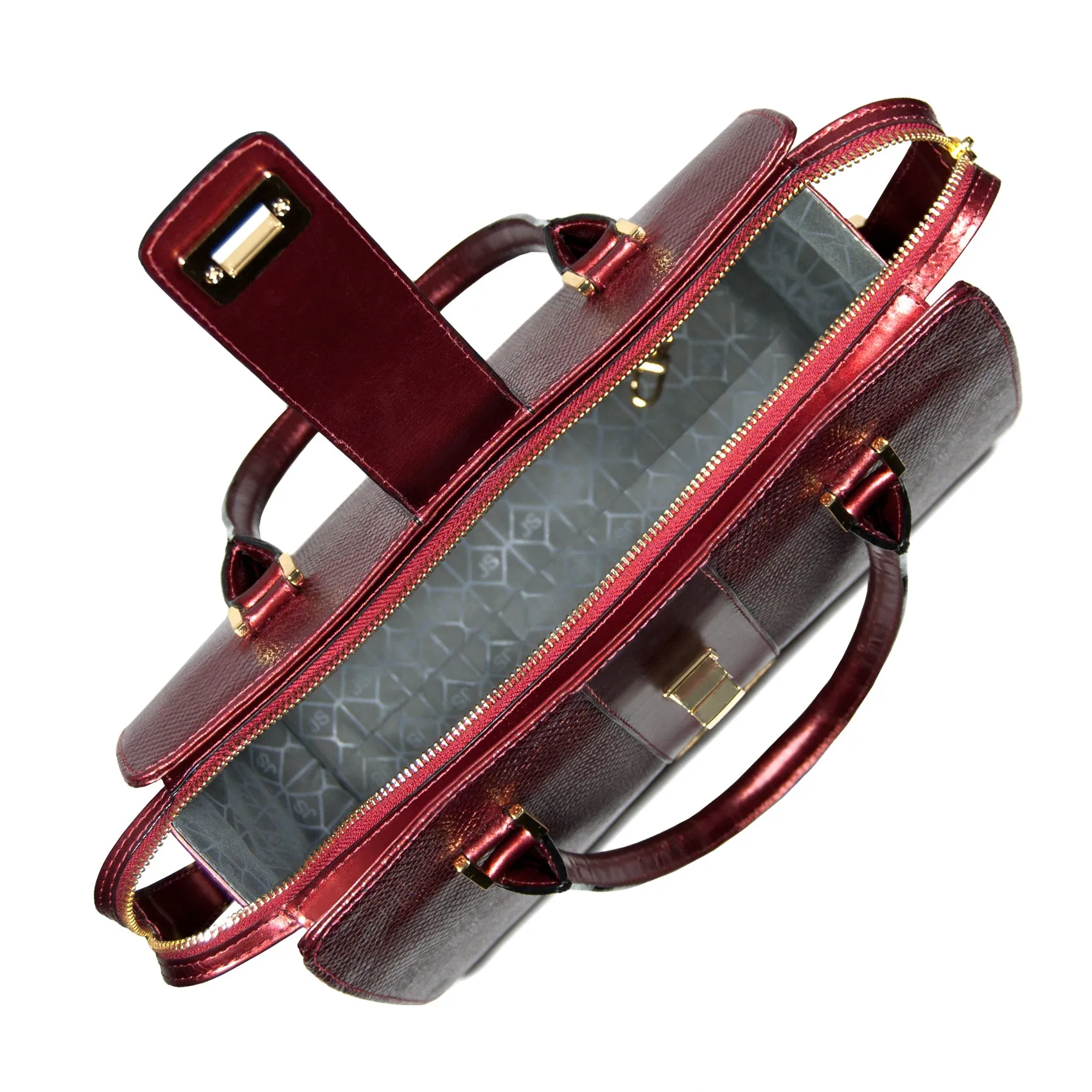 Rebekah Metallic Snake-Embossed Leather Satchel