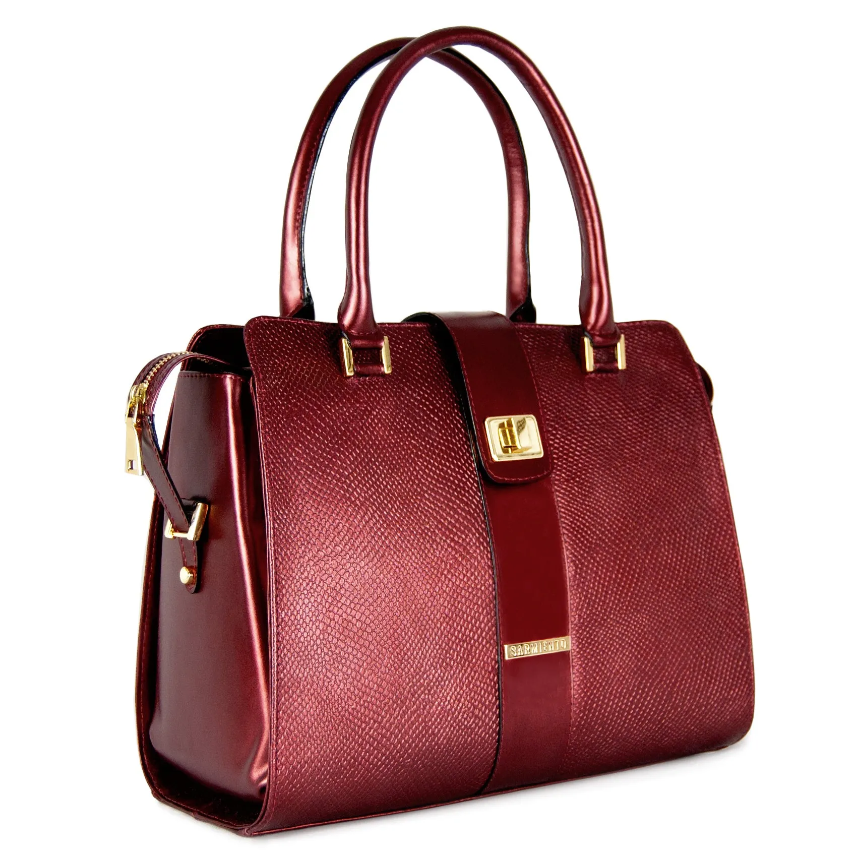 Rebekah Metallic Snake-Embossed Leather Satchel