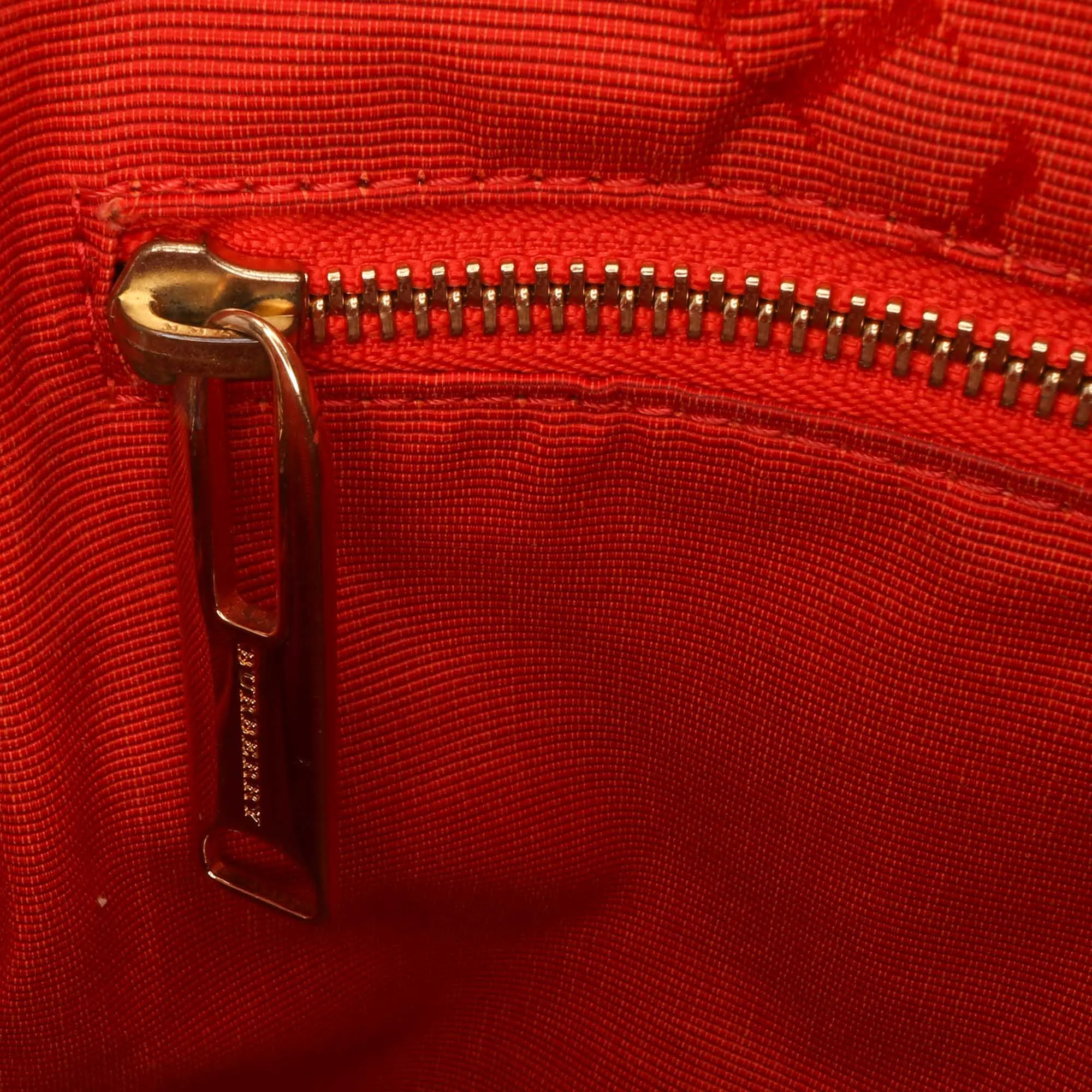 Red Burberry Heritage Grain Check Embossed Orchard Bowling Bag Satchel