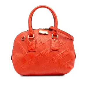 Red Burberry Heritage Grain Check Embossed Orchard Bowling Bag Satchel
