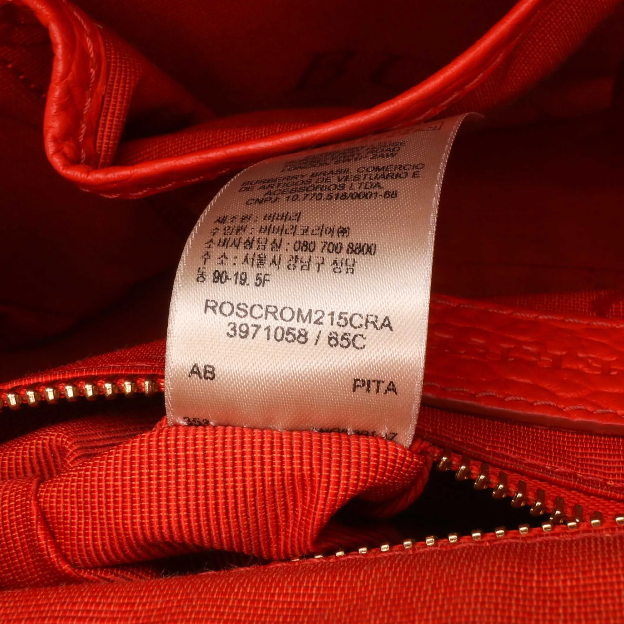 Red Burberry Heritage Grain Check Embossed Orchard Bowling Bag Satchel