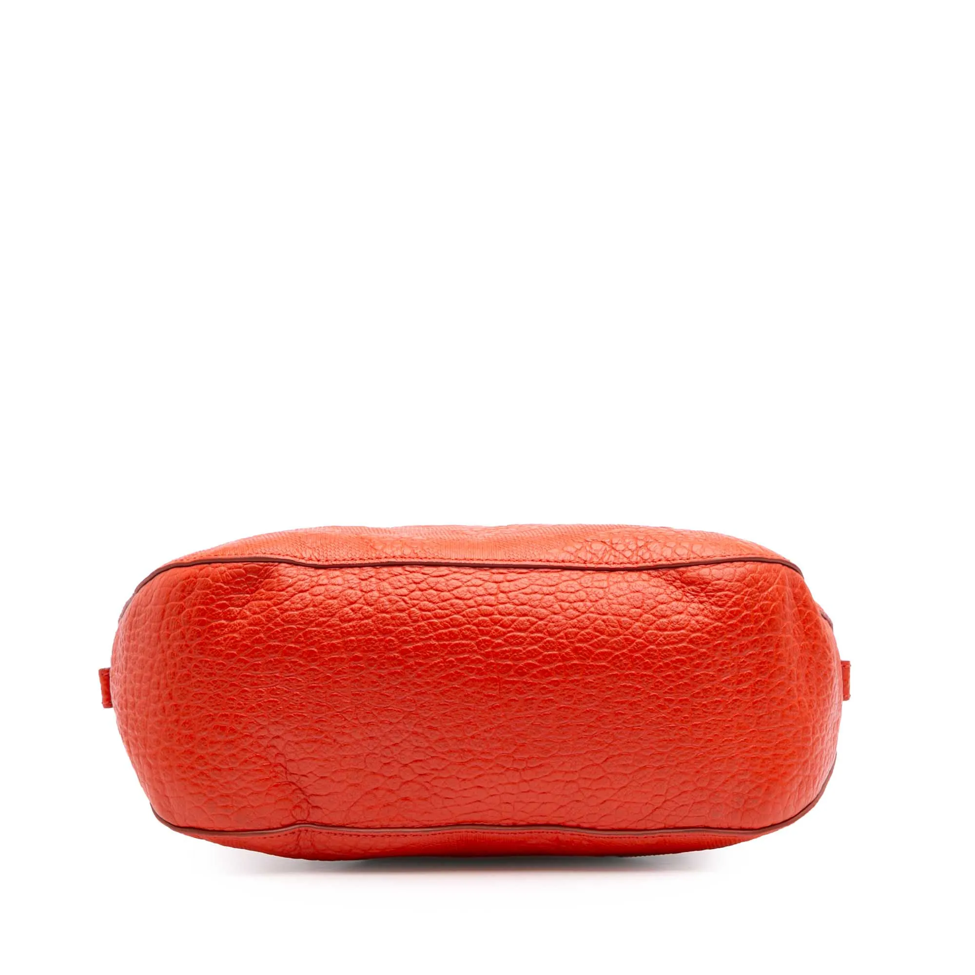 Red Burberry Heritage Grain Check Embossed Orchard Bowling Bag Satchel