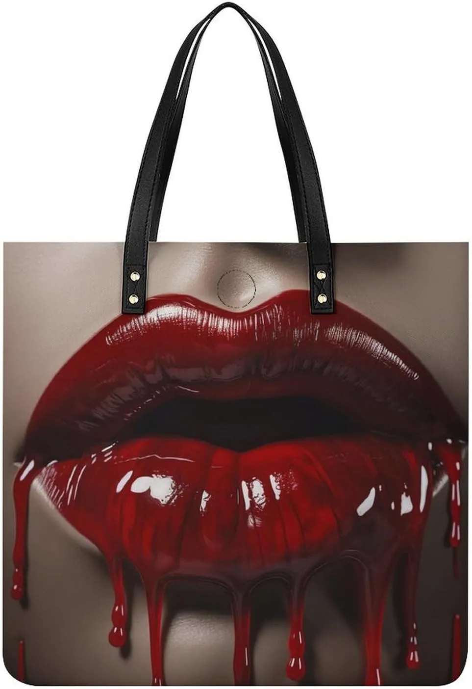 Red Lips Tote Bag Durable Water-Resistant Handbags Lightweight Tote for Travel Work Book